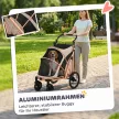  Hundewagen Faltbar Hundebuggy für Hunde bis 20 kg mit 360°Drehrädern Netzfenster Kissen Verstellbarer Griff Hellbraun