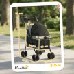 Összecsukható kutyakocsi párnával, hálós ablakokkal, pohártartóval, 360°-ban forgó kerekekkel, kistestű kutyáknak (10 kg), szürke