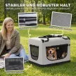 Transporttasche für Haustiere, weichw. Hundetragetasche mit Sicherheitsleine, Kissen und Napf, hellgrau