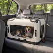 Transporttasche für Haustiere, weichw. Hundetragetasche mit Sicherheitsleine, Kissen und Napf, hellgrau