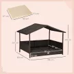 Rattan kültéri kutyafekhely ponyvával, megemelt kutyafekhely 69 x 98 x 70 cm, hűsítő kisállatfekhely fémkerettel, levehető párnákkal, kisállatfekhely kis és közepes testű kutyáknak, kávébarna