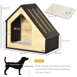  Hundehütte Indoor Hundehöhle mit Kissen Hundehaus Hundehöhle mit schrägem Dach Katzenhaus für kleine Hunde bis 8 kg 60 x 40 x 59,2 cm, Braun