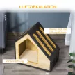  Hundehütte Indoor Hundehöhle mit Kissen Hundehaus Hundehöhle mit schrägem Dach Katzenhaus für kleine Hunde bis 8 kg 60 x 40 x 59,2 cm, Braun
