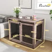 Kutyaszállító box, kutyaszállító box, háziállatoknak szóló menedékdoboz, zárható ajtók, 98 x 60 x 78 cm, világosbarna