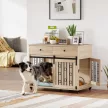 Hundebox auf Rädern, 2 Türen, 2 Schubladen, für mittlere und große Hunde, Holz, Stahl