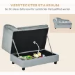 Kisállat kanapé tárolóval, puha ülőpárnával, akár 15 kg teherbírással, plüss huzattal, keményfa vázzal, világosszürke