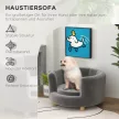 Kutya- és macskafekhely, fa lábakkal, magasított, flanel huzattal, levehető párna, szürke