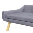 Kisállat-/kutyakanapé, skandináv dizájn, levehető ülőpárna, bársonyhatású, 102 cm x 58,5 cm x 42,5 cm, szürke + natúr