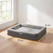 Hundebett mit Erhöhte Ränder rutschfester Unterseite Leinenoptik Waschbar Hundekissen spritzwasserabweisend 91x68x16cm