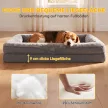 Hundebett mit Erhöhte Ränder rutschfester Unterseite Leinenoptik Waschbar Hundekissen spritzwasserabweisend 91x68x16cm