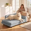  Hundesofa XL orthopädisches Hundebett mit Rückenlehne Abnehmbar Kissen für große Hunde unter 35 kg