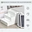 Kutyalépcső, 3 lépcsőfok, macskalépcső, kisállatlépcső, kutyalépcső kutyáknak és macskáknak, kisállatlépcső, belépést segítő szőnyeggel, tárolóhely kanapénak/ágynak, fenyőfa, fehér, 40,5 x 44,5 x 38 cm