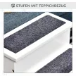 Kutyalépcső, 3 lépcsőfok, macskalépcső, kisállatlépcső, kutyalépcső kutyáknak és macskáknak, kisállatlépcső, belépést segítő szőnyeggel, tárolóhely kanapénak/ágynak, fenyőfa, fehér, 40,5 x 44,5 x 38 cm