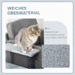 Macskalépcső, 4 lépcsős kisállatlépcső kaparófákkal és labdával, kutyalépcső, kisállatlépcső macskáknak 5 kg-ig, plüss juta szürke, 60 x 40 x 64 cm