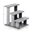 Katzentreppe 3-stufige Haustiertreppe mit Kratzsäulen Ball Hundetreppe Tiertreppe für Katzen bis 5 kg Plüsch Jute Grau 45 x 40 x 48 cm
