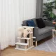 Macskalépcső, 4 lépcsős kisállatlépcső kaparófákkal és labdával, kutyalépcső, kisállatlépcső macskáknak 5 kg-ig, plüss juta, fehér, 60 x 40 x 64 cm