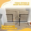 Biztonsági kapu/lépcsőkapu 17,5/20,3/30,5 cm-es toldással, fúrás nélkül, automatikus záródású mechanizmussal, 74-147,5 cm szélességhez, mindkét oldalon forgó, fém, fekete