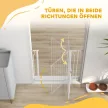 Kutyabiztonsági kapu, elválasztó kapu, kétirányú nyitás, falra szerelhető patentkapcsokkal, 75 cm-től 95 cm-ig állítható, fehér