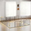 Kölyökkutya-járóka, 16 részes összecsukható kutyafuttató ajtóval kis és közepes testű kutyáknak, 3,2 x 3,2 x 0,8 m, szürke