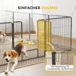 Kölyökkutya-járóka, 16 részes összecsukható kutyafuttató ajtóval kis és közepes testű kutyáknak, 3,2 x 3,2 x 0,8 m, szürke