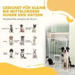 Lépcsőkapu, macskaajtós ajtókapu, fúrás nélküli, 75-85 cm, acél, kutyáknak, lépcső, ajtó, fehér