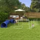 Kutyás agility szett, akadálypálya kutyáknak, 1 gumiabroncs, 2 alagút, 2 gát, 321 cm x 63 cm x 93 cm, kék + piros + fehér
