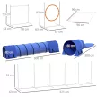 Kutyás agility szett, akadálypálya kutyáknak, 1 gumiabroncs, 2 alagút, 2 gát, 321 cm x 63 cm x 93 cm, kék + piros + fehér