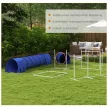 Kutyás agility szett, akadálypálya kutyáknak, 1 gumiabroncs, 2 alagút, 2 gát, 321 cm x 63 cm x 93 cm, kék + piros + fehér