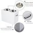 Emelt kutyatál, etetőtál tárolóhellyel, itatótál, 2 x 2000 ml-es rozsdamentes acél tál, kutyatálak, etetőtál, etetőállomás kutyáknak és macskáknak, fehér