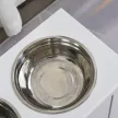 Emelt kutyatál, etetőtál tárolóhellyel, itatótál, 2 x 2000 ml-es rozsdamentes acél tál, kutyatálak, etetőtál, etetőállomás kutyáknak és macskáknak, fehér