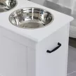 Emelt kutyatál, etetőtál tárolóhellyel, itatótál, 2 x 2000 ml-es rozsdamentes acél tál, kutyatálak, etetőtál, etetőállomás kutyáknak és macskáknak, fehér