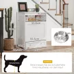 Kisállat etetőállomás, kisállat-tároló szekrény, etetőtálakkal, póráztartó akasztókkal, MDF, fehér