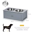  Futterstation, 2 Fressnäpfe je 2 Liter, Edelstahl, mit Schublade, für mittlere Hunde, grau, 60 x 30 x 24cm