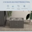 Emelt etetőállás 2 rozsdamentes acél tállal és 44 literes tárolóhellyel, mágneses ajtókkal, nagytestű kutyáknak, szürke