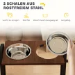 Kutyatál-állvány 4 db állítható magasságú etetőtállal, 2 x 1,2 l-es rozsdamentes acél tál, 3 állítható szög, barna