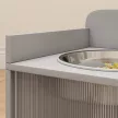 Emelt etetőállás 2 tállal és szekrénnyel, MDF, rozsdamentes acél, csontmintás, szürke