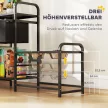 Magasított kutyatál, állítható magasságú, etetőtál tárolóhellyel, itatótál, 2 x 800 ml-es rozsdamentes acél tál, 89,5x27x74 cm, fekete