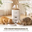  Automatischer Katzenfutterspender mit Zeitschaltuhr, Portionierung und 2 Edelstahlnäpfen