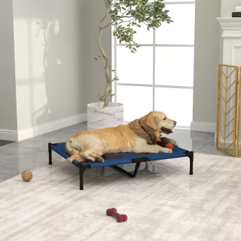    Hundebett Hundeliege Outdoor Katzenbett Haustierbett Schlafplatz Metall 600D Oxford-Gewebe Blau 91,5 x 76,2 x 18 cm