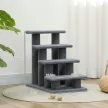 Kisállatlépcső, macskalépcső, kutyalépcső, lépcső macskáknak és kutyáknak, 4 lépcsőfok, szürke, 63,5x43x60cm