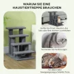 Kisállatlépcső, macskalépcső, kutyalépcső, lépcső macskáknak és kutyáknak, 4 lépcsőfok, szürke, 63,5x43x60cm