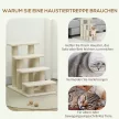 Macskalépcső, 4 lépcsőfok, kisállatlépcső, macskáknak való lépcső, kisállatlépcső, plüssből készült kutyalépcső, 61 x 41 x 60 cm, krémfehér