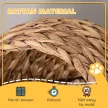 Rattan macskakosár, macskabarlang, macskaház, macskafekhely párnával, kisállatfekhely, vízijácint, barna, 50 x 42 x 60 cm
