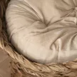 Rattan macskakosár, macskabarlang, macskaház, macskafekhely párnával, kisállatfekhely, vízijácint, barna, 50 x 42 x 60 cm