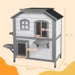 Katzenhaus Katzenhütte Katzenhöhle, 2 Stockwerke, wetterbeständig, 99,5 cm x 76 cm x 91 cm, Weiß + Grau