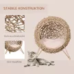 Rattan macskaház párnával, macskafekhely, macskabarlang emelt lábakkal, natúr, Ø52 x 58 cm