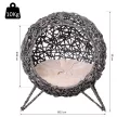Rattan macskaház párnával, macskafekhely, macskabarlang emelt lábakkal, ezüstszürke, Ø52 x 58 cm