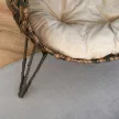 Rattan macskaház párnával, macskafekhely, macskabarlang emelt lábakkal, barna, Ø52 x 58 cm