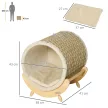  Katzenhöhle mit Kratzfläche inkl. Kissen, Kratztonne, 41 cm x 38 cm x 43 cm, Natur + Beige