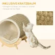  Katzenhöhle mit Kratzfläche inkl. Kissen, Kratztonne, 41 cm x 38 cm x 43 cm, Natur + Beige